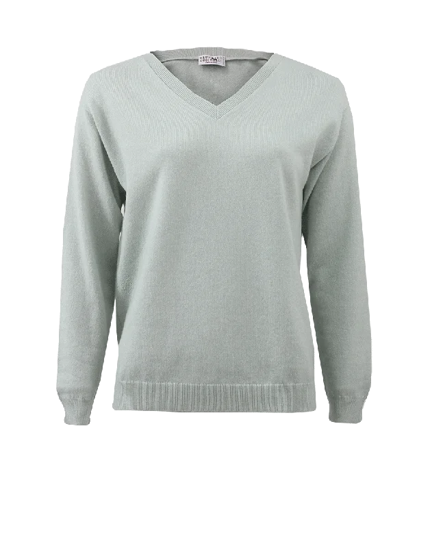 V-Knit Sweater Real Fur Shearling Chenille