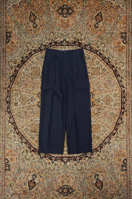PIN TUCK CARGO PANTS (NAVY) Elegant Dress Pants