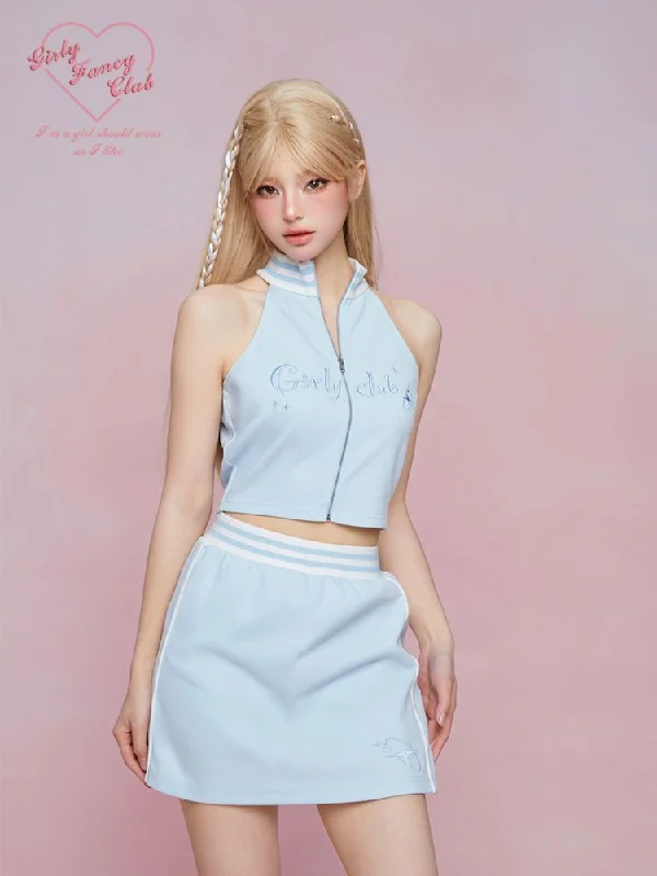 Cut Off Shoulder Sleeveless Top Casual Pants Sweatshirt Three Piece Set【s0000007863】 Trendy Velvet Pants