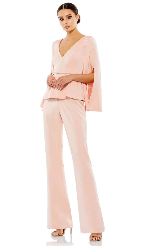 Ieena Duggal 11232 - V-Neck Long Sleeve Pantsuit Comfy Cargo Trousers
