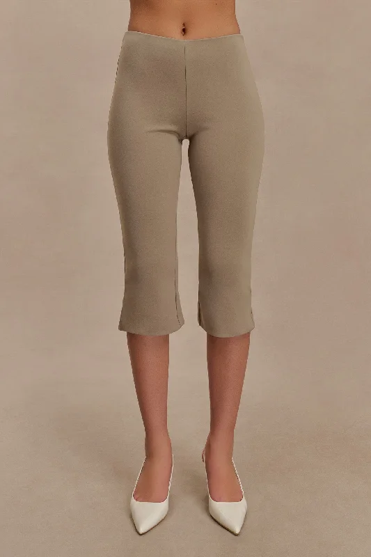 Layla Flared Crepe Capri Pants - Mushroom Comfortable Maternity Pants