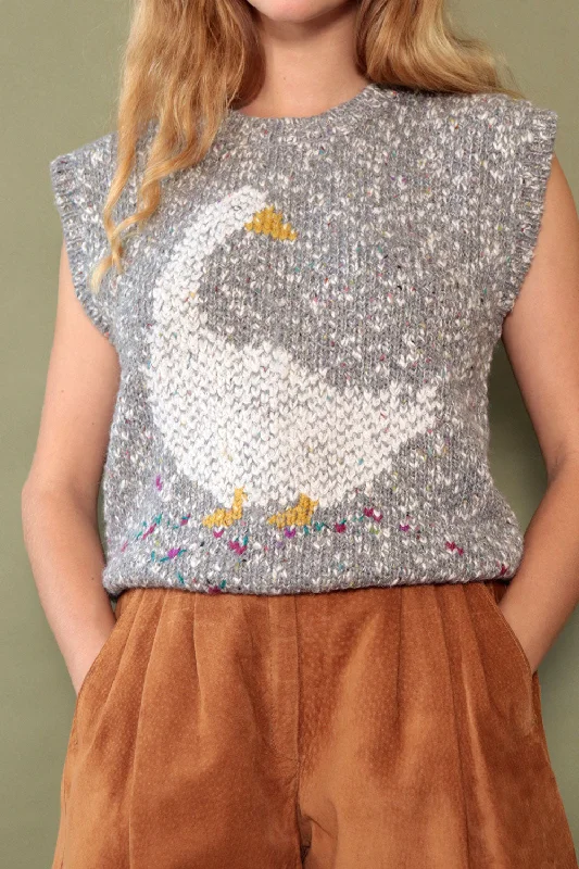 Swan Sweater Vest S-L Mesh Fabric Canvas Fabric Denim Fabric