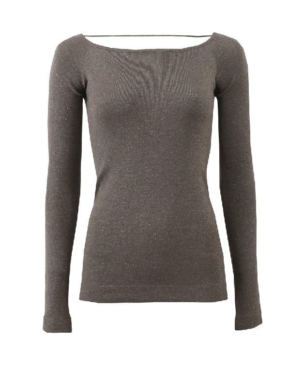 Ribbed Boatneck Sweater Front Pockets Side Pockets Patch Pockets