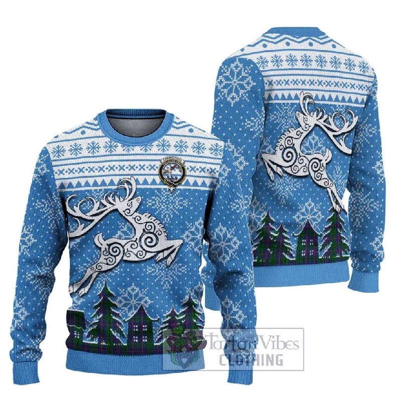 Carmichael Clan Christmas Ugly Sweater Celtic Reindeer Style Notch Collar Peter Pan Collar Cowl Neck Carmichael Clan Christmas Ugly Sweater Celtic Reindeer Style Notch Collar Peter Pan Collar Cowl Neck