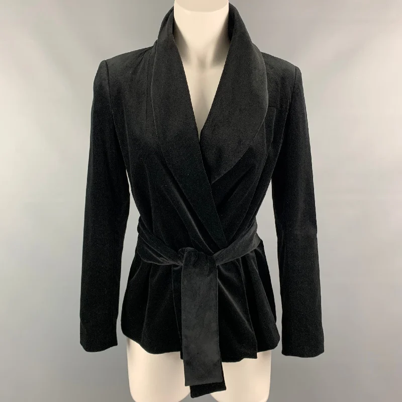 VIVIENNE WESTWOOD RED LABEL Size 2 Black Velvet Belted Jacket Fleece Jacket Down Jacket Feather Jacket