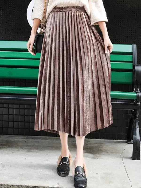 Women Pleated Plisse Skirt With Wide Hem summer skirt style