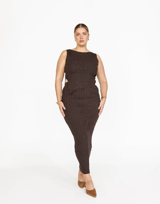 Kienna Maxi Skirt (Chocolate) corduroy skirt cozy