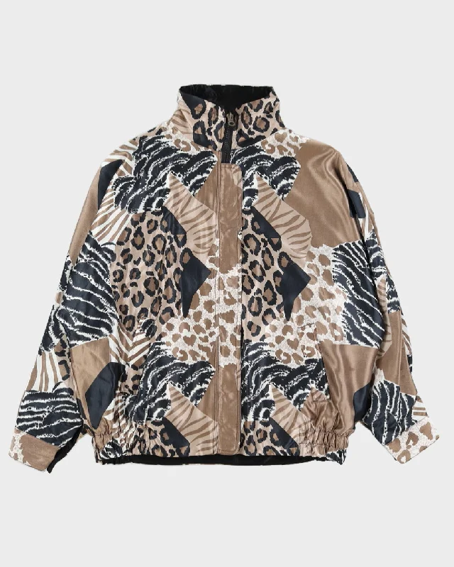 Reversible Animal Print Black Zip Jacket - XL / XXL Snapped Jacket Toggled Jacket Drawstring Jacket Reversible Animal Print Black Zip Jacket - XL / XXL Snapped Jacket Toggled Jacket Drawstring Jacket