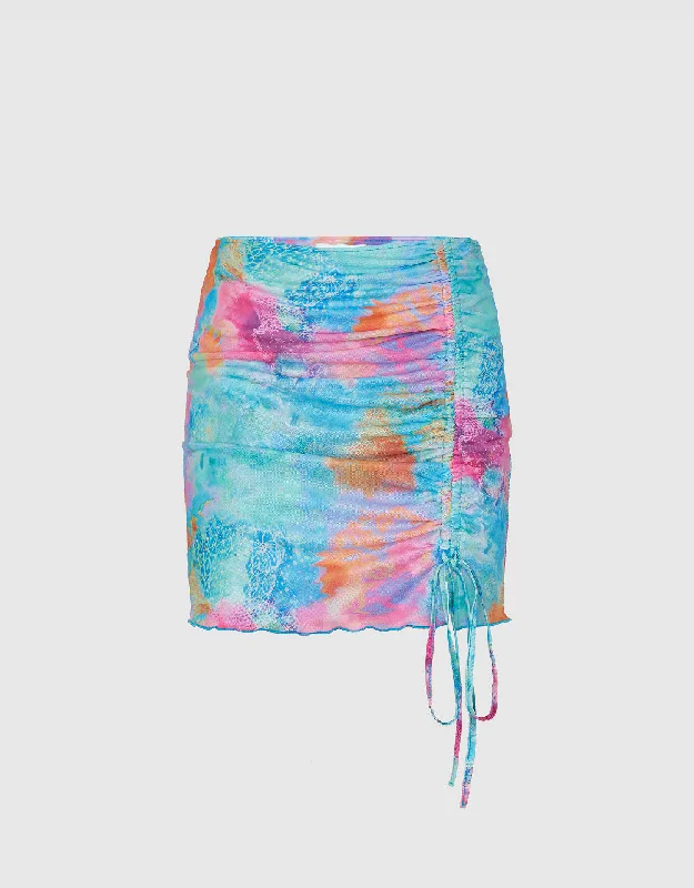 Ruched Mini Straight Skirt relaxed fit skirt