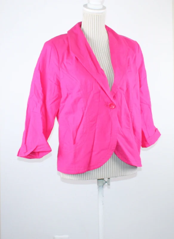REFLECTIONS PINK JACKET LADIES MEDIUM PRE-LOVED Hooded Jacket Caped Jacket Shawl Collar Jacket