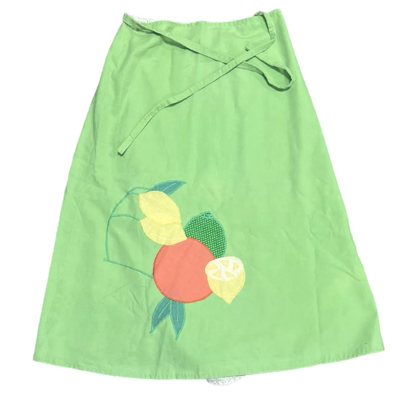 70's Reversible Citrus/ Polka Dot Adjustable Cotton Skirt (27-34) boho skirt vibe