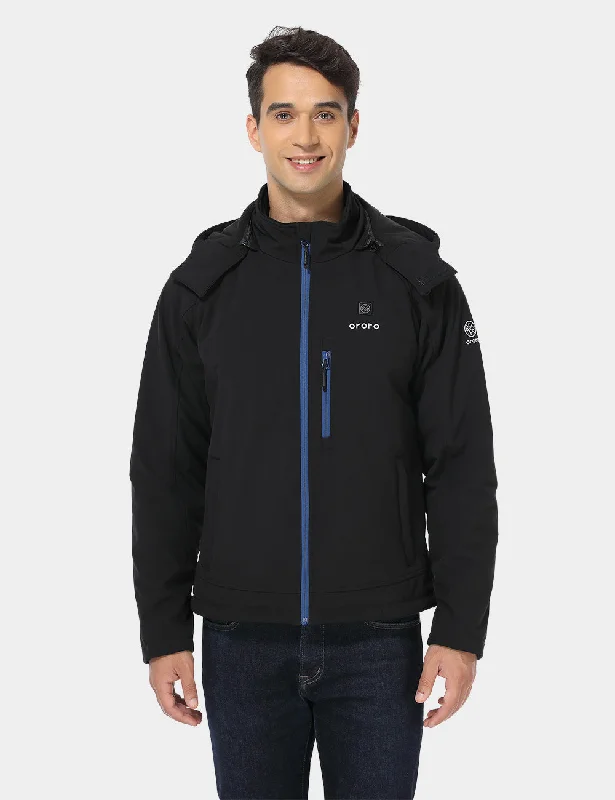 Men's Classic Heated Jacket - Black & Blue Faux Fur Jacket Real Fur Jacket Shearling Jacket