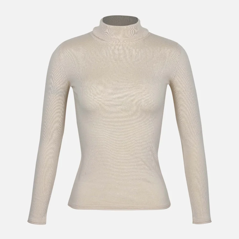 LADIES SWEATER ROLLNECK Denim Fabric Leather Fabric Suede Fabric