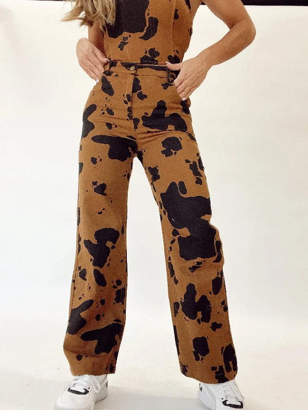 Step Into This Cow Print Pants Formal Stretch Pants