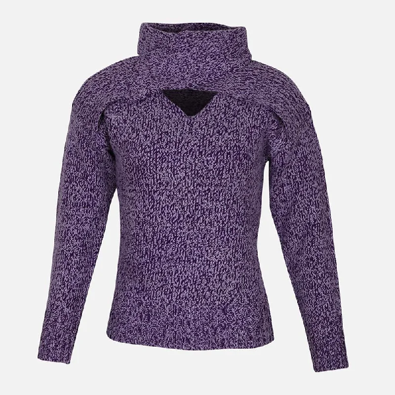 LADIES HIGH NECK SWEATER Mesh Sweater Canvas Denim
