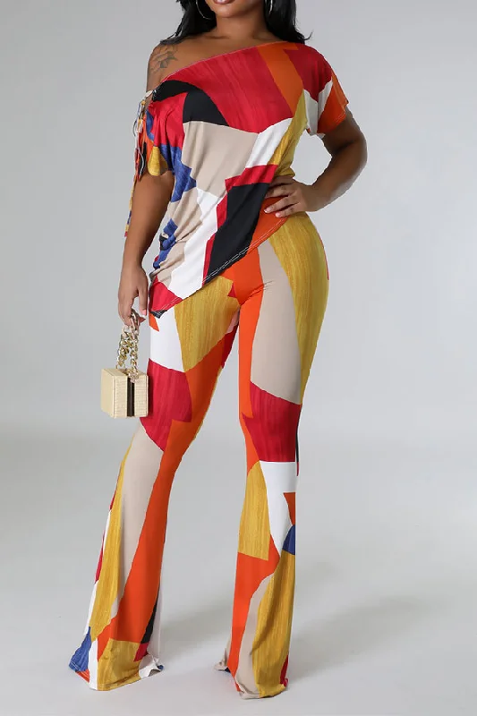 storexq Color Block Modern Asymmetric Pant Suit Chic Black Leggings