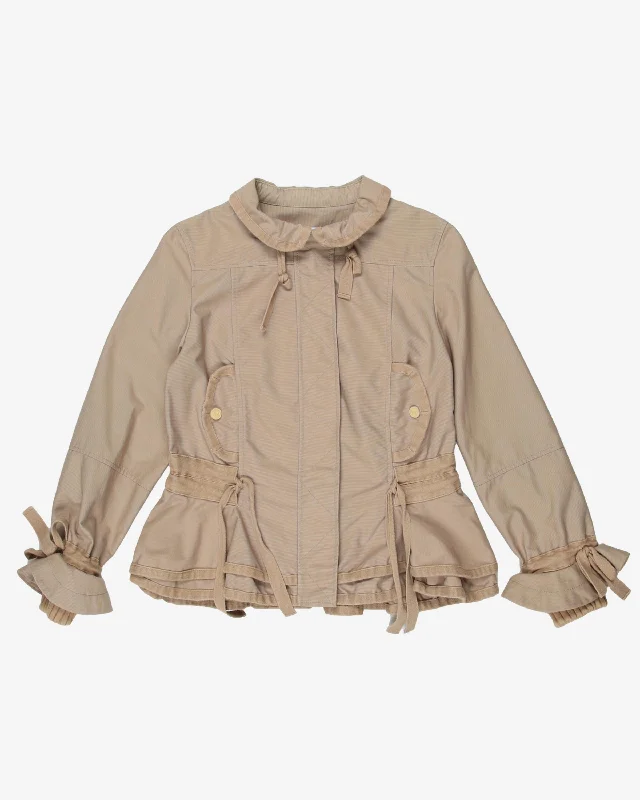 red valentino beige ruffle jacket - xxs Wool Fabric Cashmere Fabric Tweed Fabric