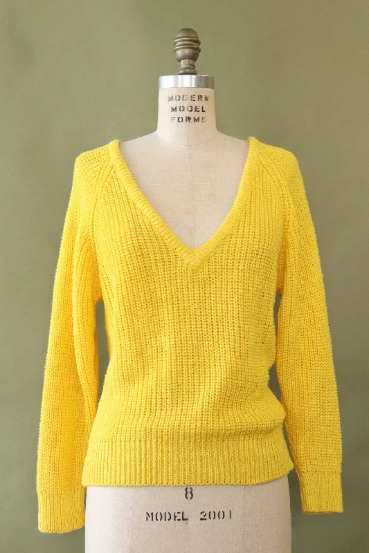Sunshine V-neck Sweater S/M Tailored Straight A-Line