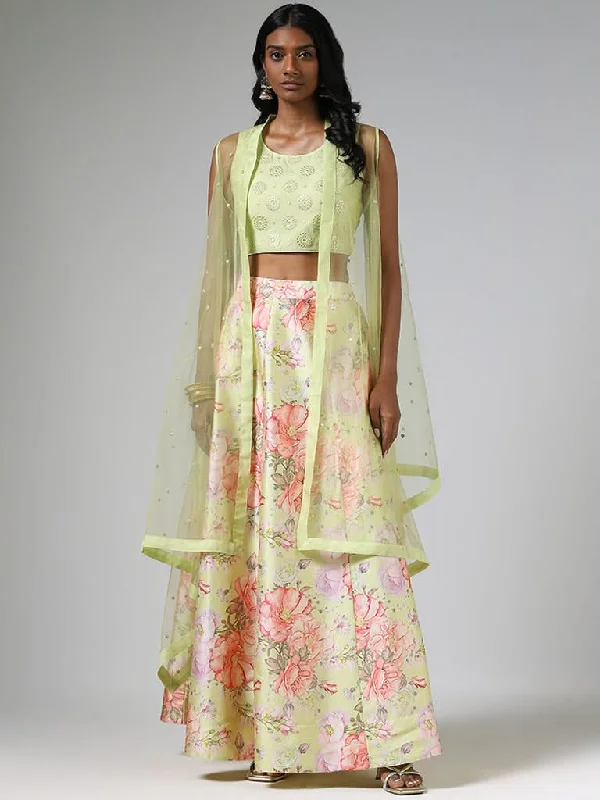 Vark Lime Mirror Work Choli, Jacket and Floral Printed Skirt Set Notch Collar Jacket Peter Pan Collar Jacket Cowl Neck Jacket Vark Lime Mirror Work Choli, Jacket and Floral Printed Skirt Set Notch Collar Jacket Peter Pan Collar Jacket Cowl Neck Jacket