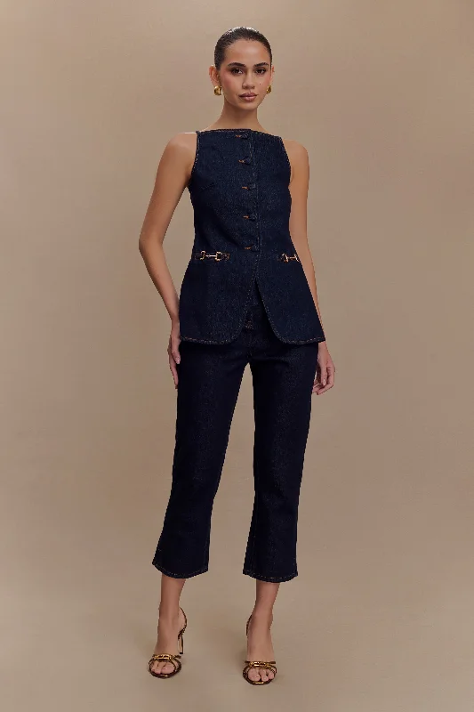 Hudson Denim Capri Pants - Indigo Blue Warm Wool Trousers