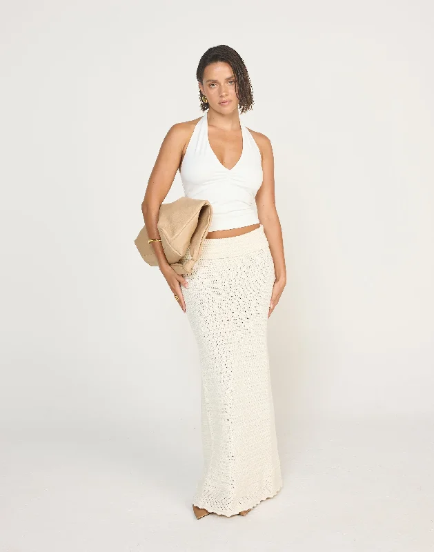 Amani Maxi Skirt (Off White) leather skirt refined