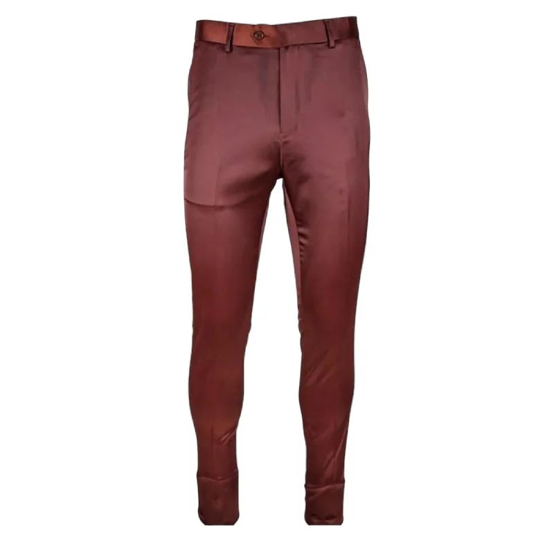 ST PATRICK: Satin Stretch Slim Fit Pants Chic Wool Trousers