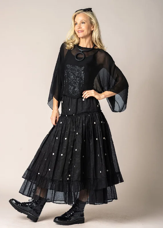 Elowen Organza Skirt in Onyx Spot casual skirt length