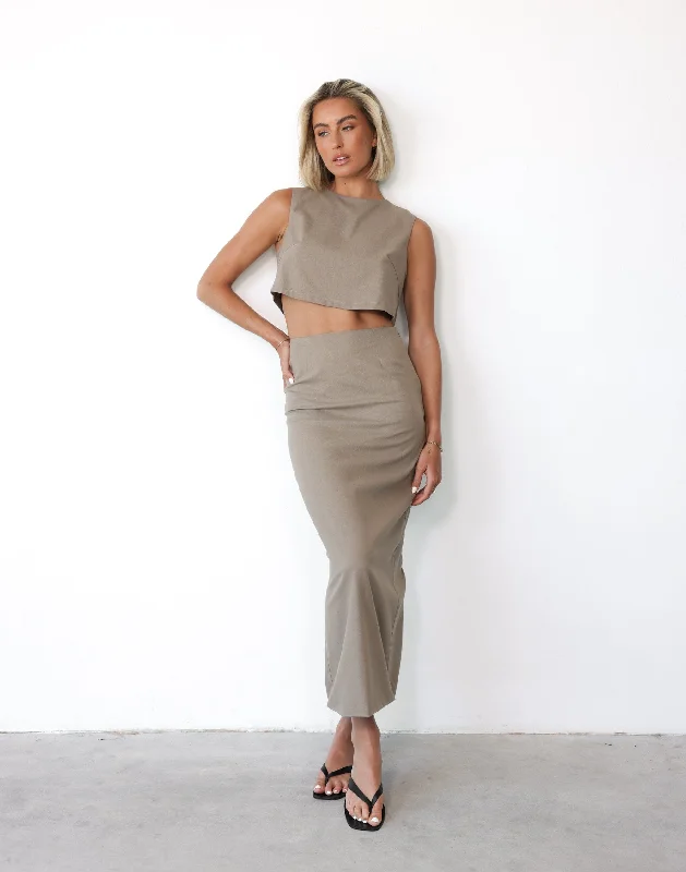 Como Linen Maxi Skirt (Stone) cashmere skirt fine