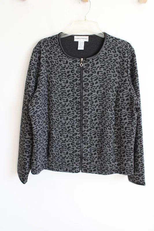 Cathy Daniels Gray Black Patterned Light Jacket | XL Belted Jacket Elasticated Jacket Padded Jacket