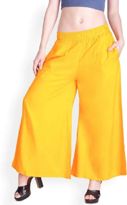 Lyra Yellow Rayon Palazzo Pants for Woman Modern Bootcut Pants