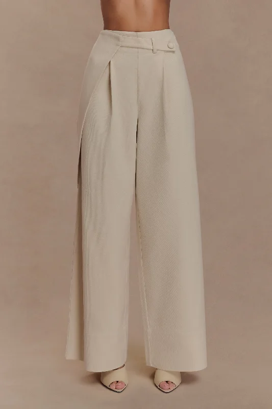 Mila Straight Leg Suiting Pant - Buttermilk Cozy Lounge Pants