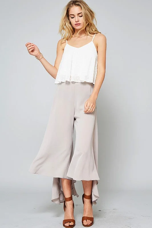 High Low Asymmetrical Crop Pant Modern Bootcut Pants