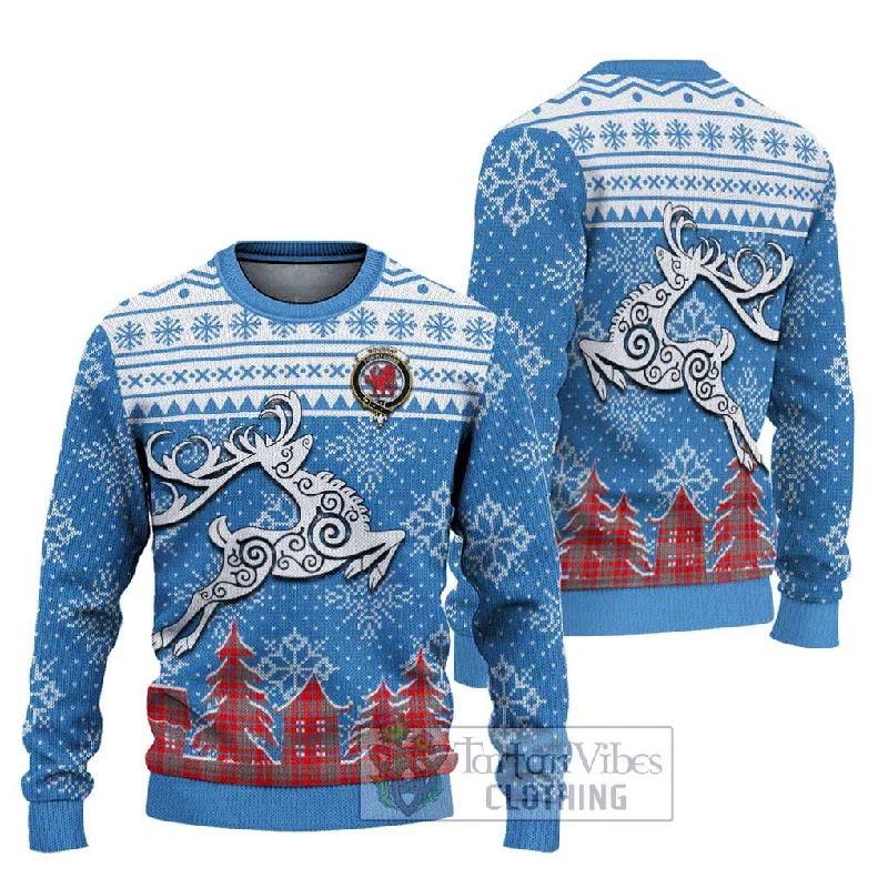 Moubray Clan Christmas Ugly Sweater Celtic Reindeer Style Open Front Closed Front Wrap Front
