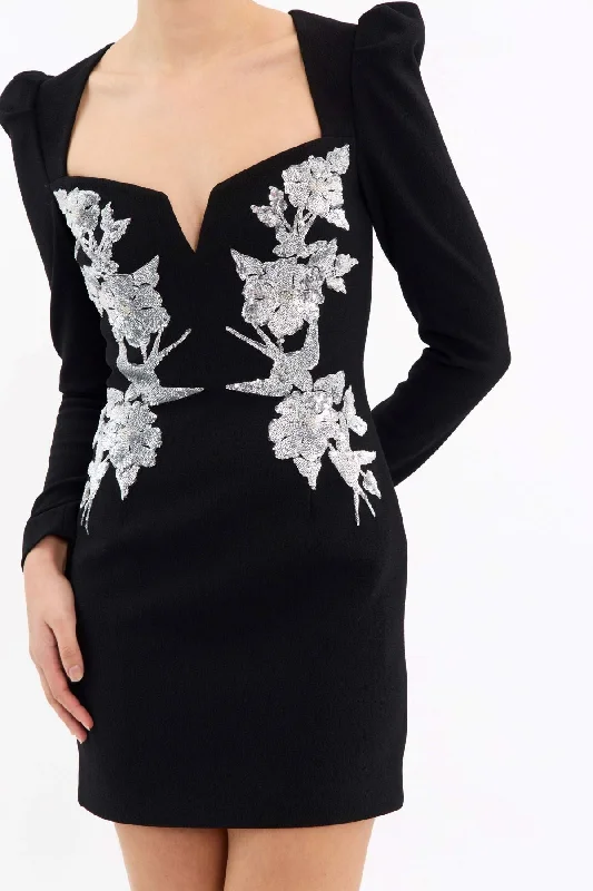Rebecca Vallance Monroe L/S Mini Dress - Black Trendy Off-Shoulder Dress Mini