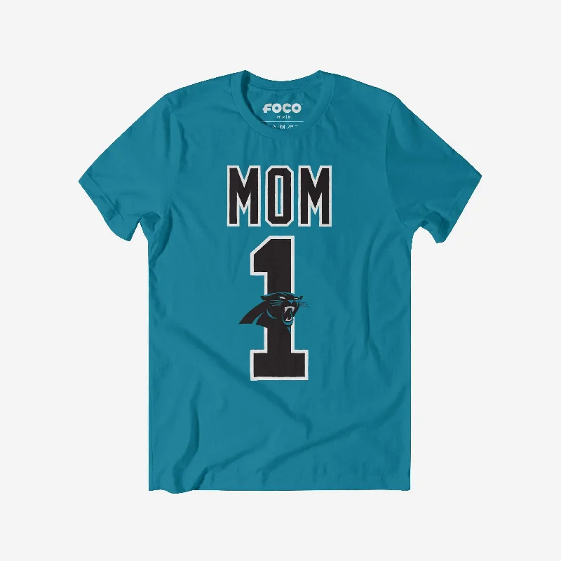 Carolina Panthers Number 1 Mom T-Shirt-- Zippered Buttoned Snapped