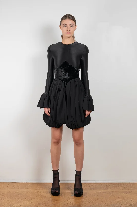 Velvet Panel Mini Dress Classic Casual Mini Dress