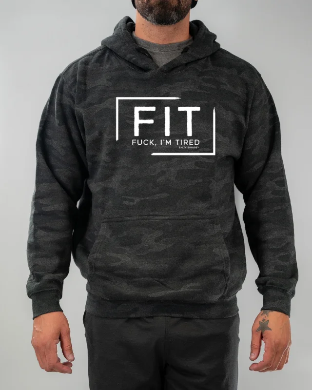 Salty Savage Unisex "FIT Fuck, I’m Tired" Hoodie Hoodie with Zipper Placket Modern Functional Salty Savage Unisex "FIT Fuck, I’m Tired" Hoodie Hoodie with Zipper Placket Modern Functional