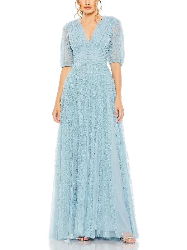 Plus Womens Ruffled Formal Evening Dress Tunics Sophisticated sleek