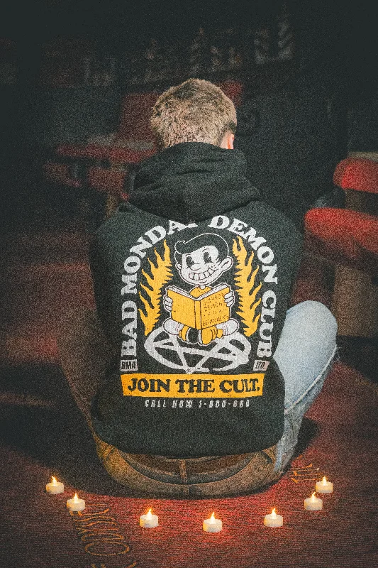 Oversized Demon Club Hoodie / Back Print Hoodie with Rhinestones Sparkly Elegant
