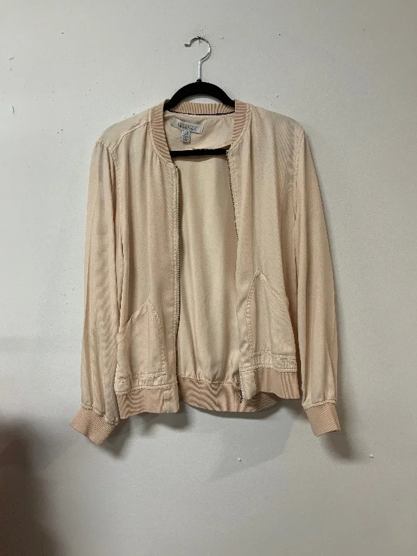 Kenneth (L) peach zip jacket Zip Front Button Front Snap Front