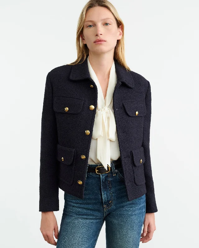 PAOLA JACKET A-Line Jacket Boat Neck Shawl Collar