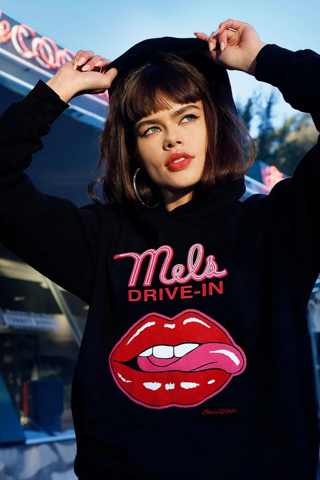 Lauren Moshi Harmony Mels Drive-In Hooded Sweater Fitted Slim Tailored