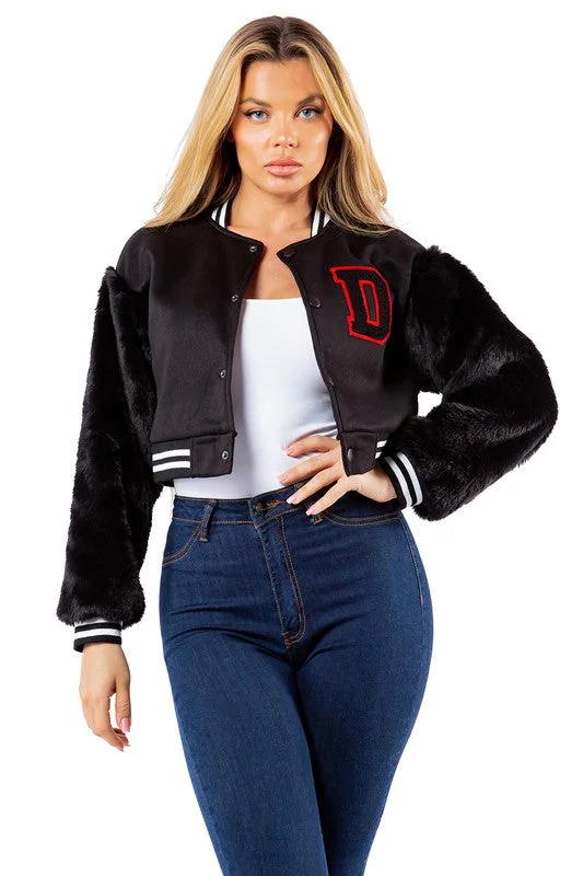 SEXY BOMBER WITH FAUX FUR JACKET Faux Fur Jacket Real Fur Jacket Shearling Jacket