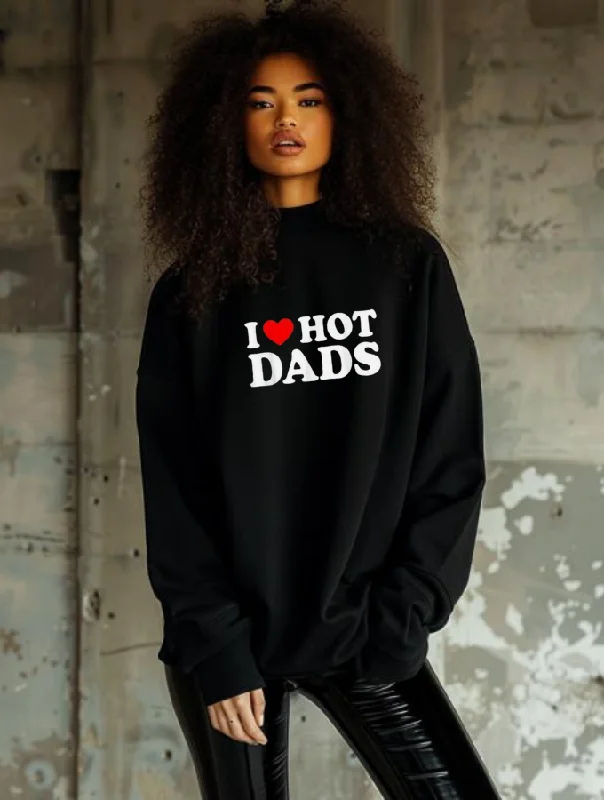 I ❤️ HOT DADS SWEATER - BLACK Chenille Brocade Lace