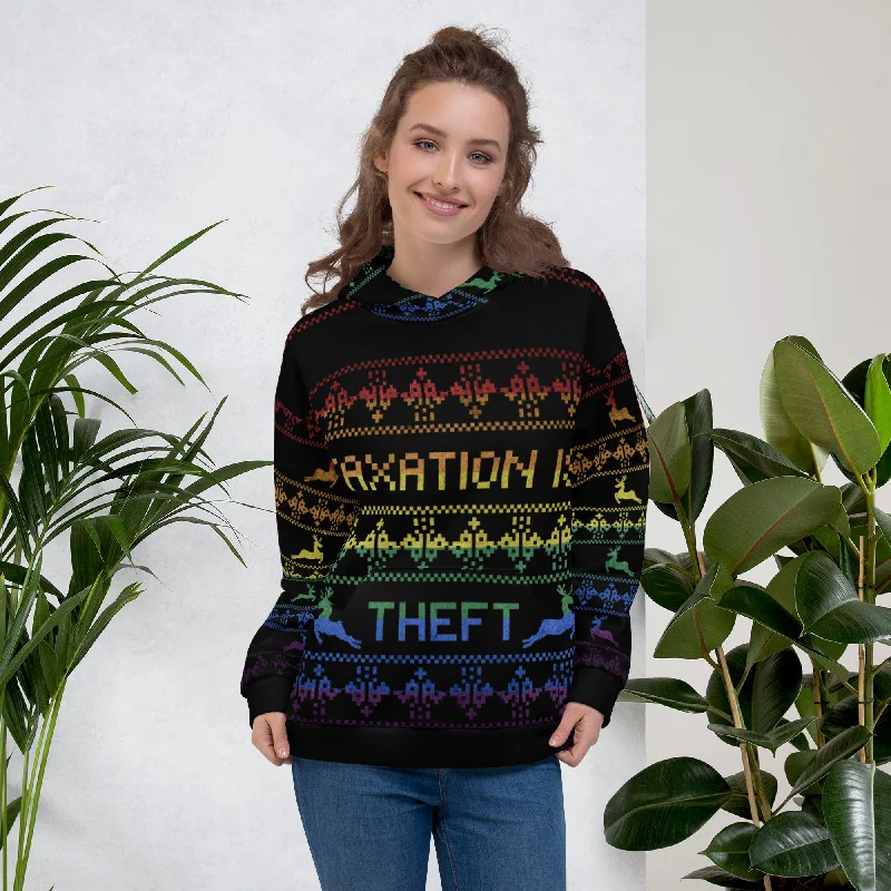 Taxation is theft LGBTQ Ugly Christmas Sweater Hoodie Unisex Hoodie Cashmere Blend Cotton Blend Poly Blend