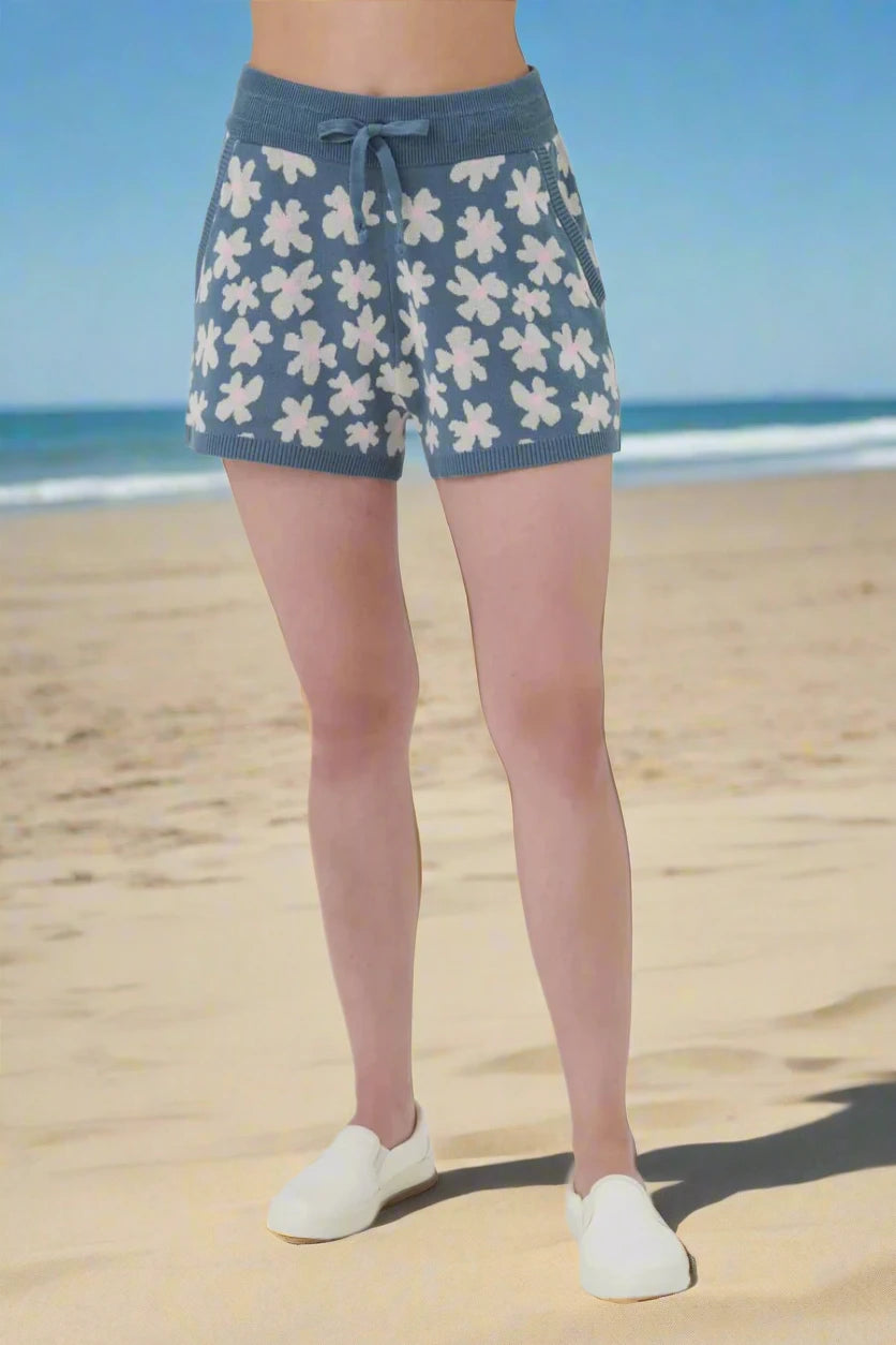 Spiritual Gangster Floral Jacquard Relaxed Sweater Shorts Thin Thick Dense