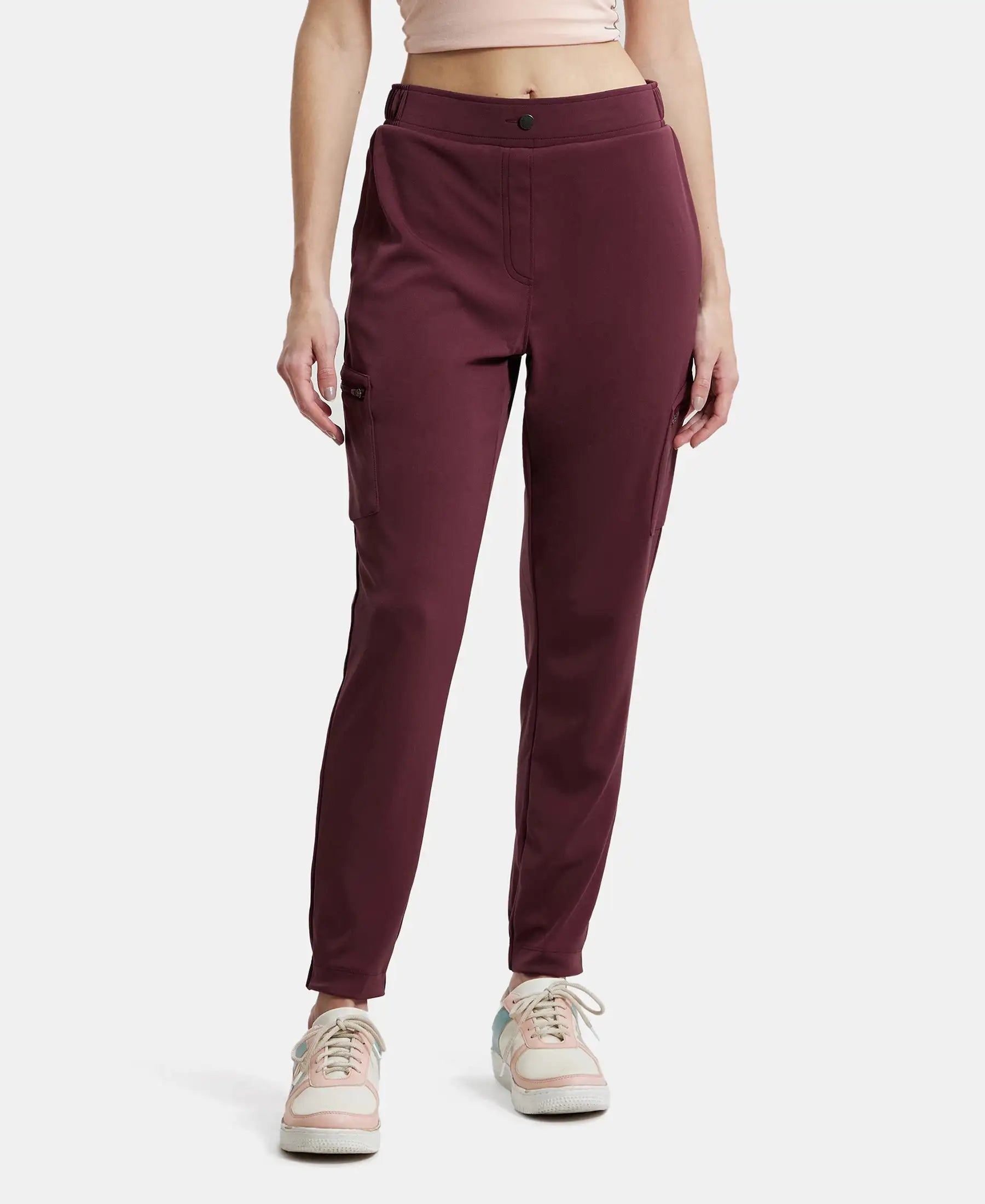 Microfiber Fabric Regular Fit Solid Travel Pants - Fig Relaxed Fit Trousers