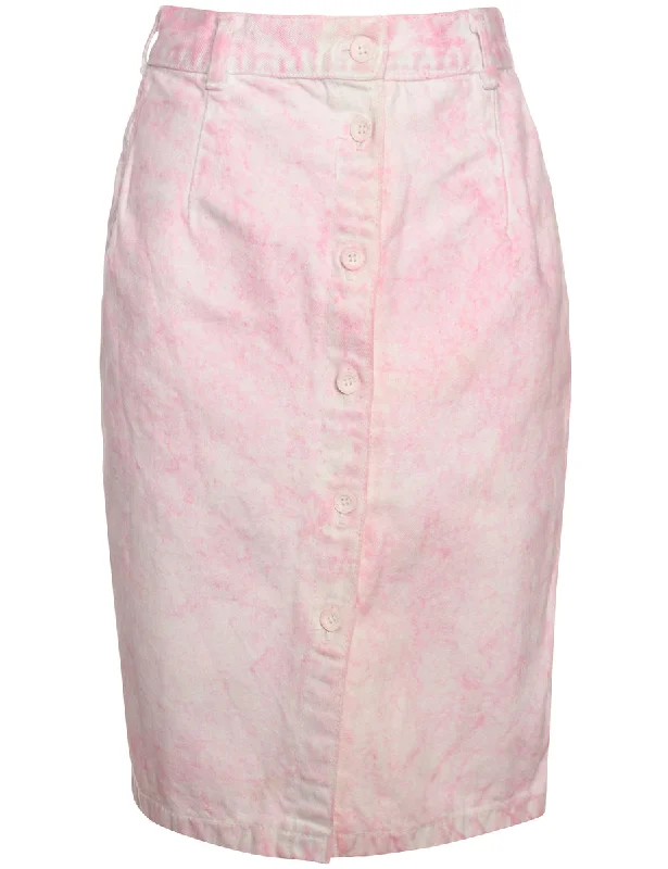 Stone Wash Denim Midi Skirt - L denim skirt classic