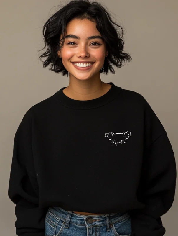 FLOPPY EARED SWEATER - BLACK Print Jacquard Patchwork