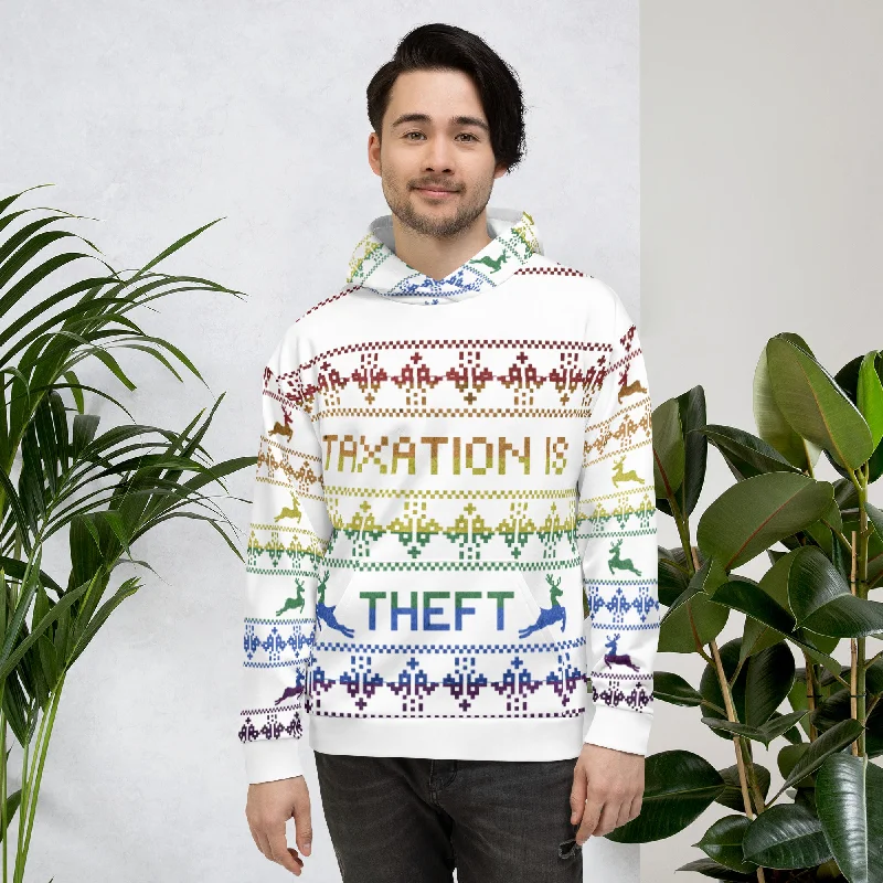 Taxation is theft LGBTQ Ugly Christmas Sweater Hoodie Unisex Hoodie Satin Blend Silk Blend Wool Blend